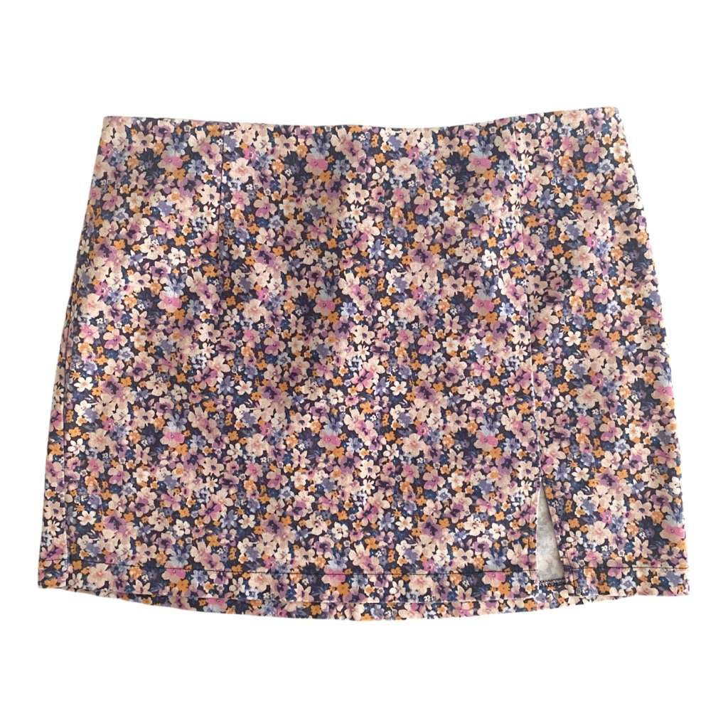 Wild Fable Target High Waisted Floral Purple Slit Skirt Women's Size 16